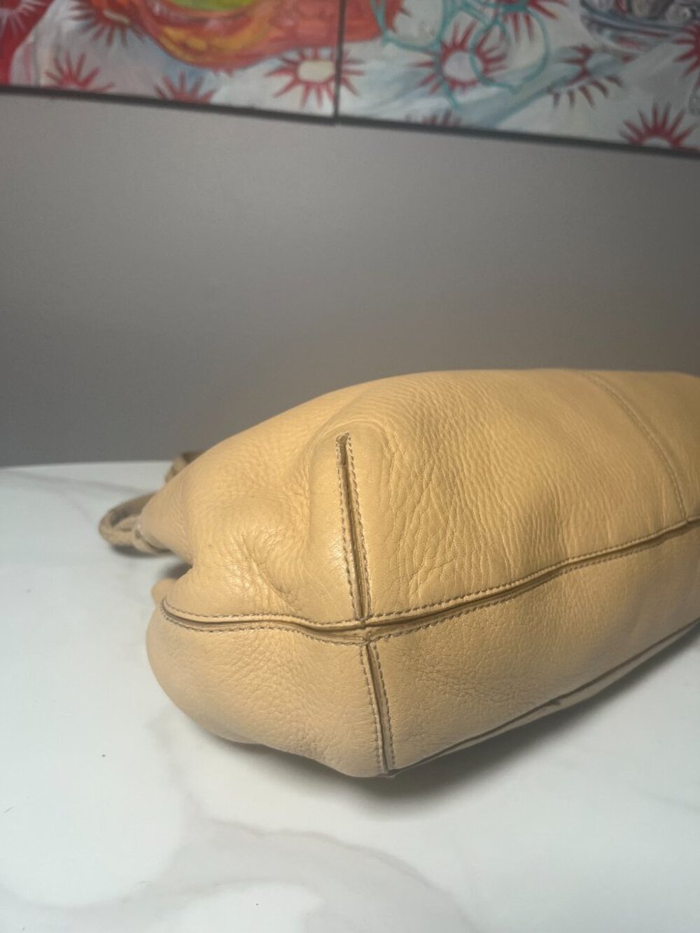 Cole Haan Village SP06 Beige Pebbled Leather Hobo Shoulder Bag Y2K - Picture 8 of 16
